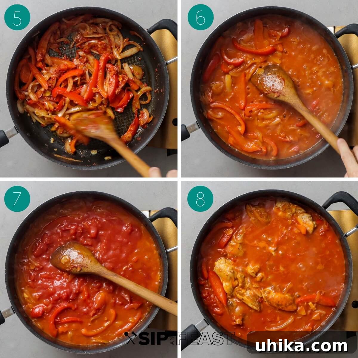 Rustic Chicken Cacciatore Pasta 6 Recipe process shot collage group number two.