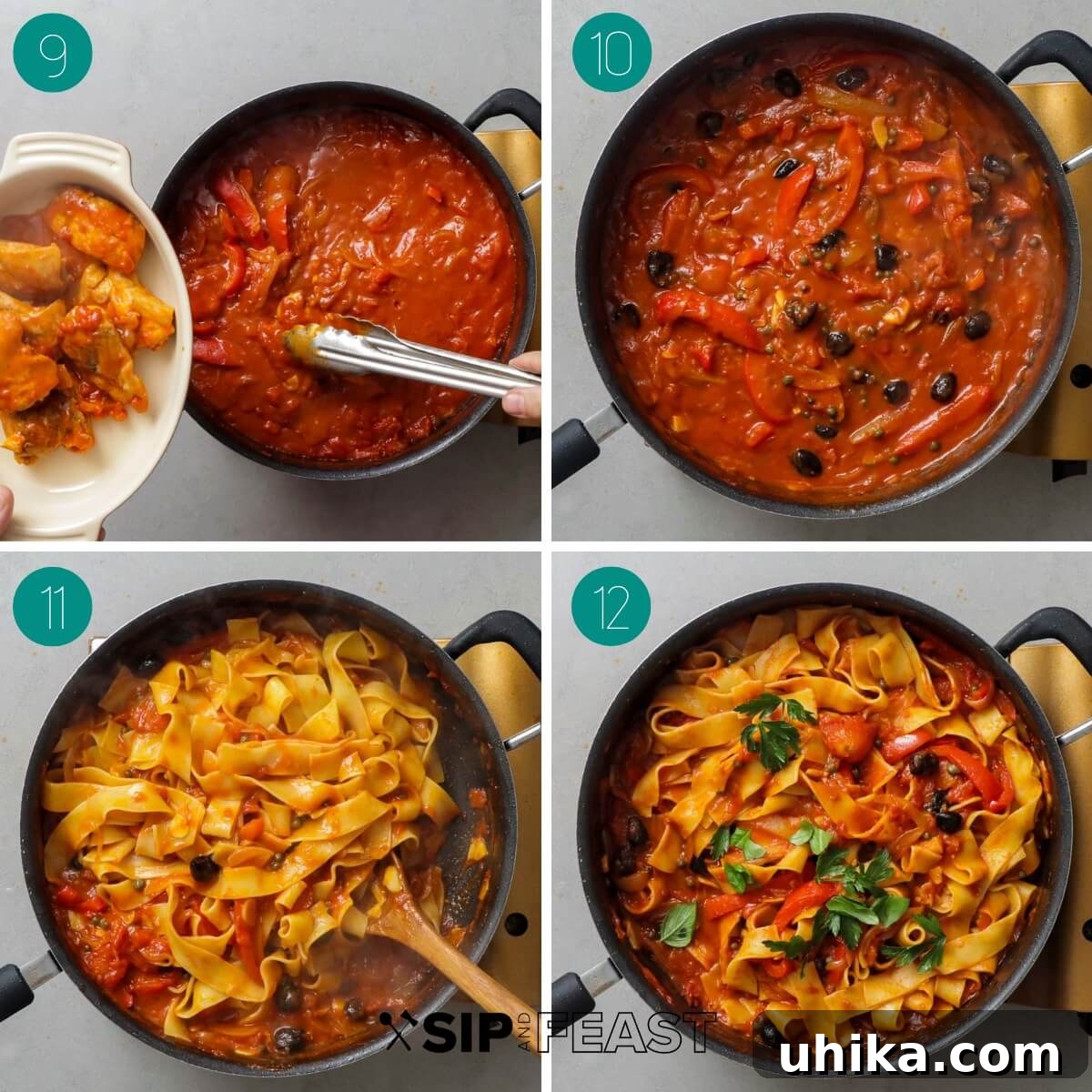 Rustic Chicken Cacciatore Pasta 7 Recipe process shot collage group number three.