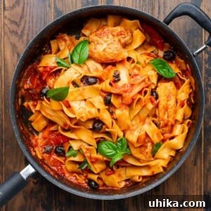 Chicken cacciatore pasta featured image.