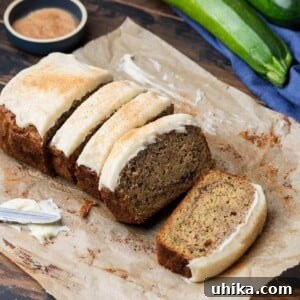 Moist Zucchini Loaf 9 Zucchini bread with cream cheese frosting featured image.