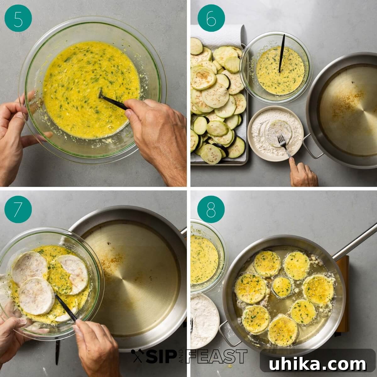 Golden Baked Eggplant Parmesan 5 Recipe process shot collage group number two.