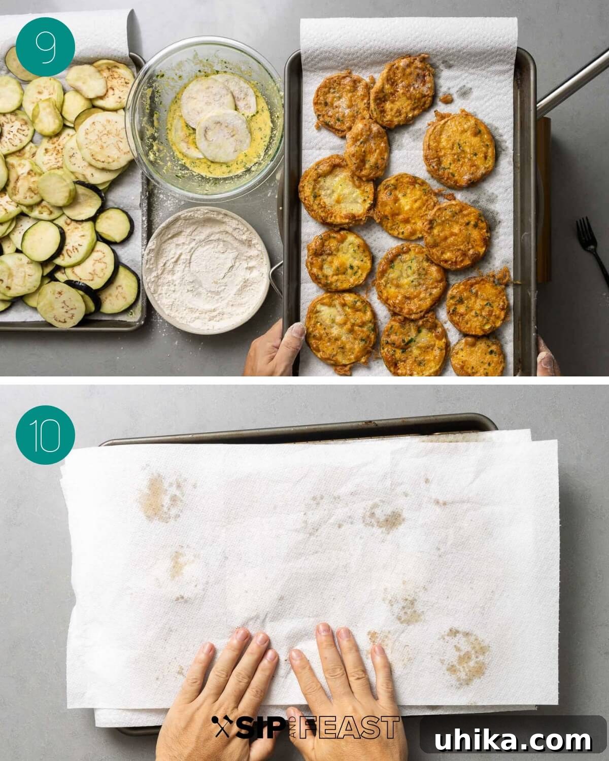 Golden Baked Eggplant Parmesan 6 Recipe process shot collage group number three.