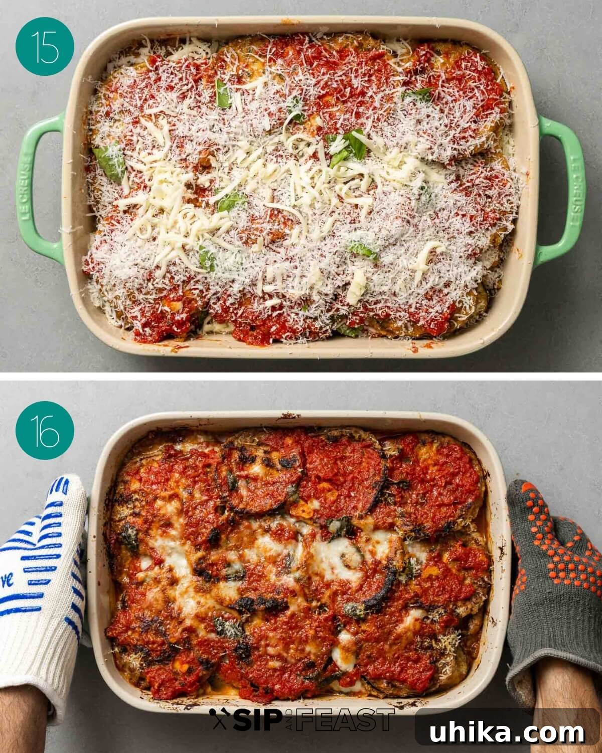 Golden Baked Eggplant Parmesan 9 Recipe process shot collage group number six.