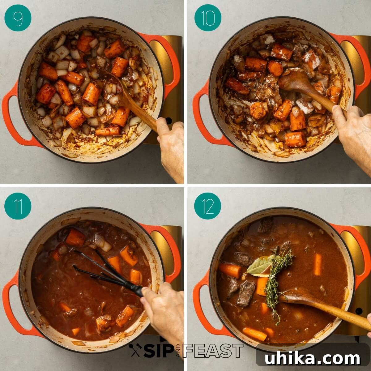 Beef Bourguignon: An Unrivaled Classic Stew 7 Recipe process shot collage group number three.