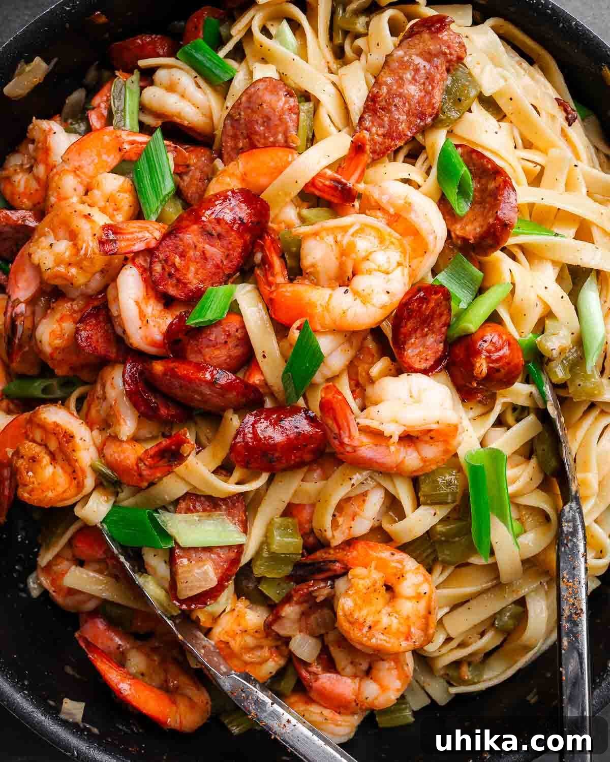 Spice of the Bayou 5 Pan with shrimp and sausage pasta.