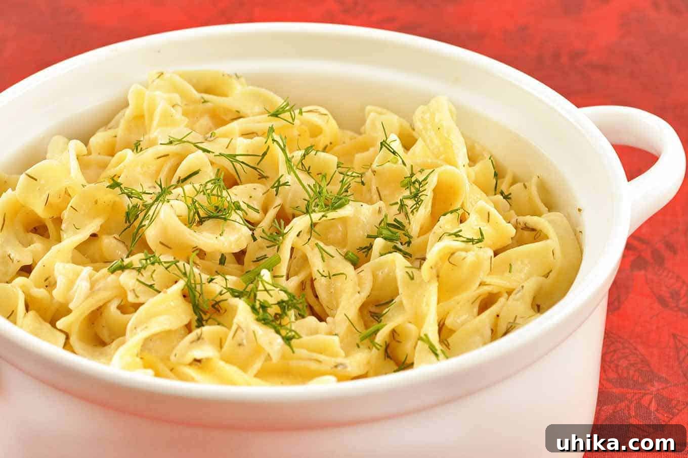 Dill Sour Cream Pasta 2 Creamy Dill Noodles - A flavorful, easy-to-make Hungarian-style side dish perfect for any meal.