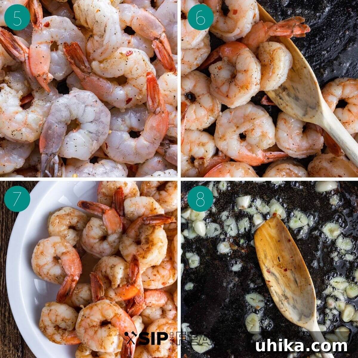 Vibrant Lemon Garlic Shrimp Pasta 5 Recipe process shot collage group number two.