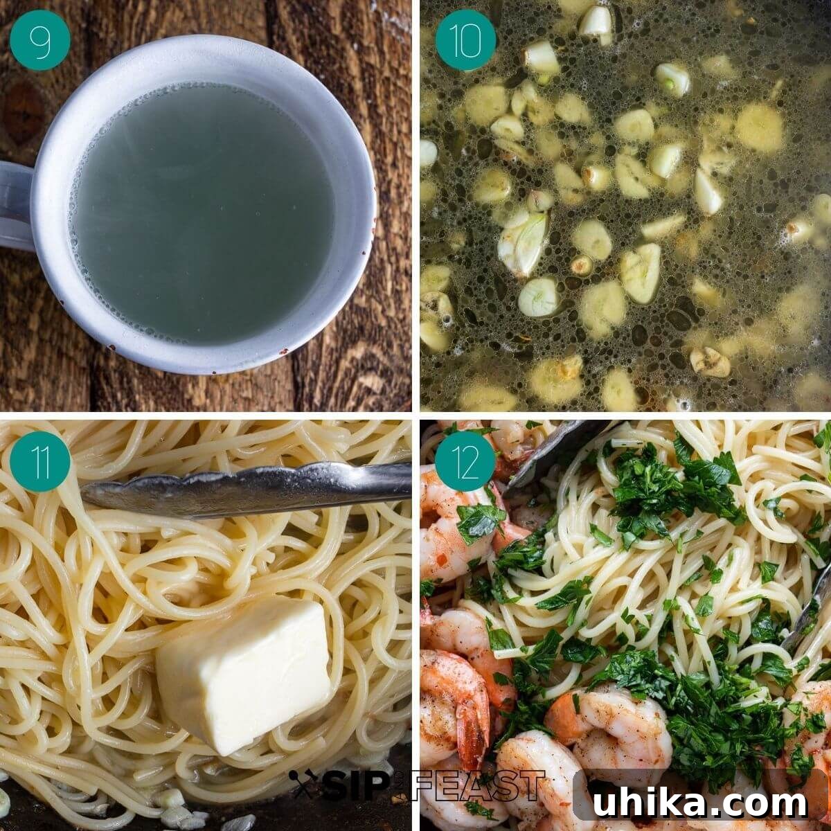 Vibrant Lemon Garlic Shrimp Pasta 6 Recipe process shot collage group number three.