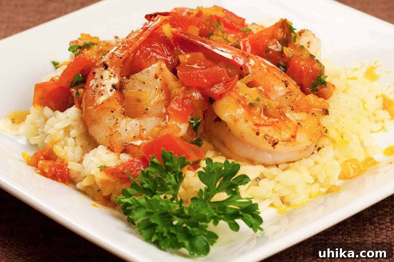 Golden Seared Shrimp with Saffron Kissed Tomato Sauce 2 Pan-Seared Shrimp with Saffron-Tomato Sauce