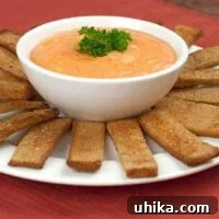 Close-up of Creamy Roasted Red Pepper Dip