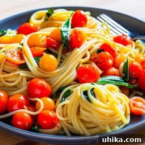 Pasta with cherry tomatoes featured image.