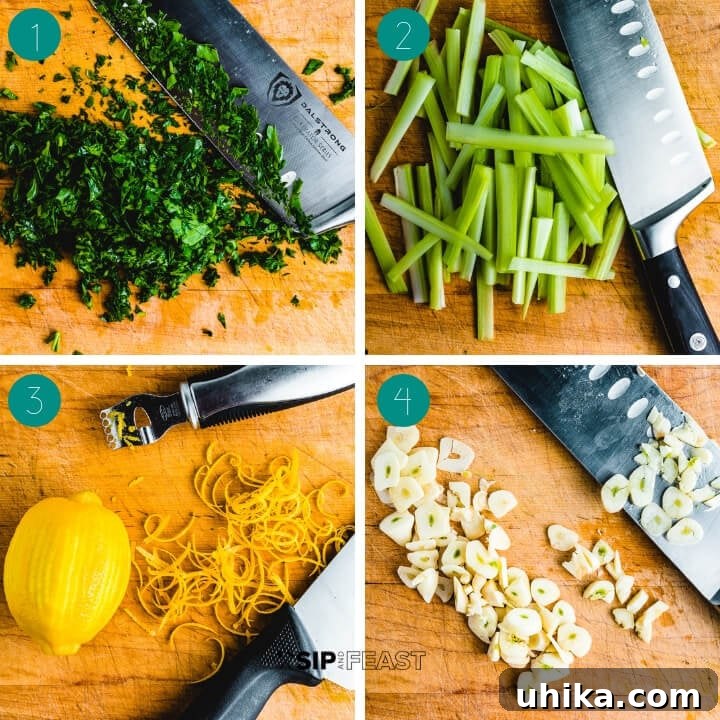 Pasta With Celery - sipandfeast.com #celery #italianpasta #dinner Recipe process shot collage group number one.
