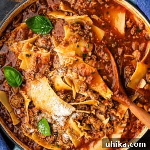 Lasagna soup in large Dutch oven.
