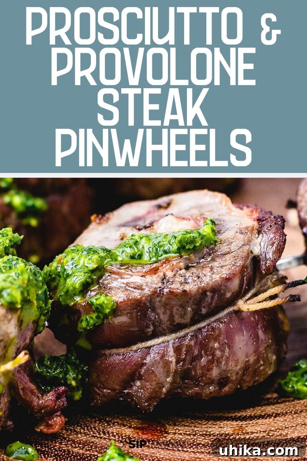 Easy Italian Steak Pinwheels with Prosciutto and Provolone – BBQ Recipe A stunning Pinterest-optimized image of Italian steak pinwheels, stuffed with a simple filling of layered prosciutto and provolone cheese. This easy and delicious barbecue idea can be prepared ahead of time and cooked on the grill in under 15 minutes.