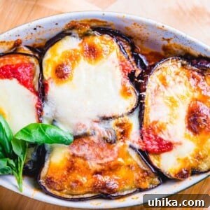 Eggplant parmigiana featured image, showing a rich, layered dish.