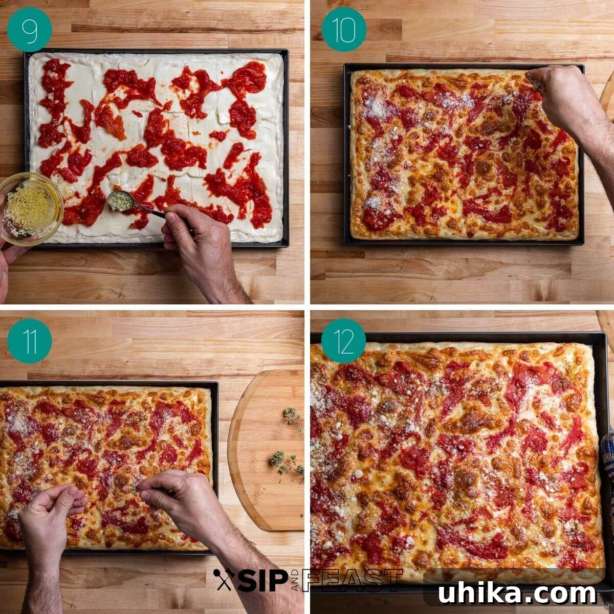 Heirloom Pan Pizza 8 Grandma pizza recipe process shot collage group number 5.