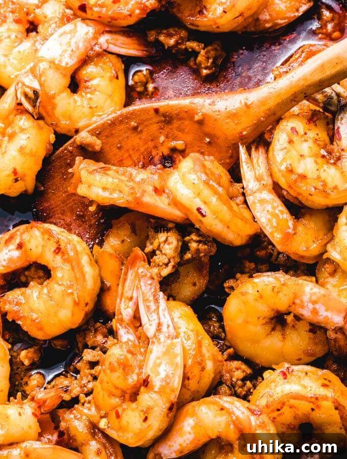 Spanish Surf and Swine Delights 2 The shrimp and chorizo are perfectly combined in the pan, ready to be served.