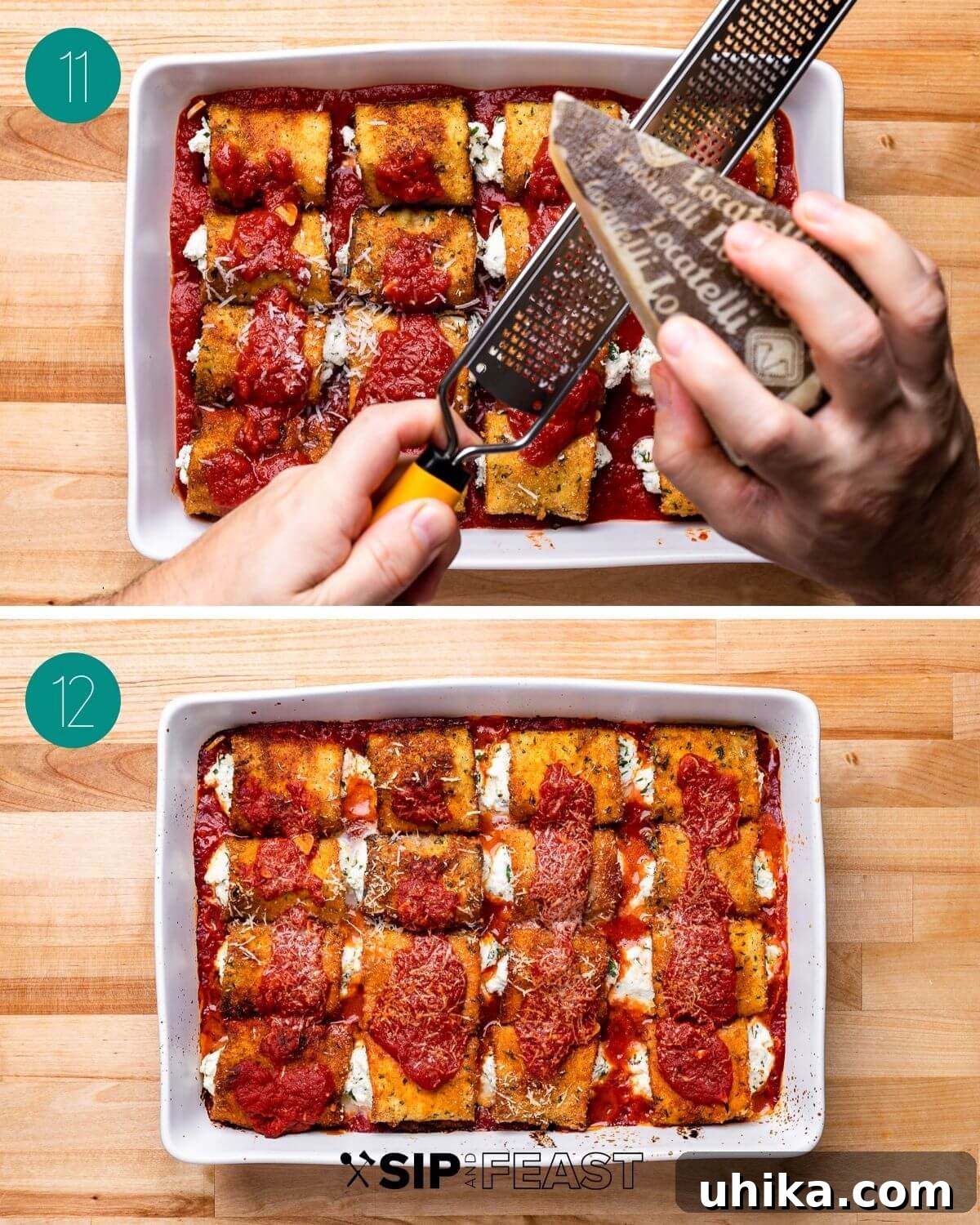 Eggplant rollatini recipe process shot collage group number six.