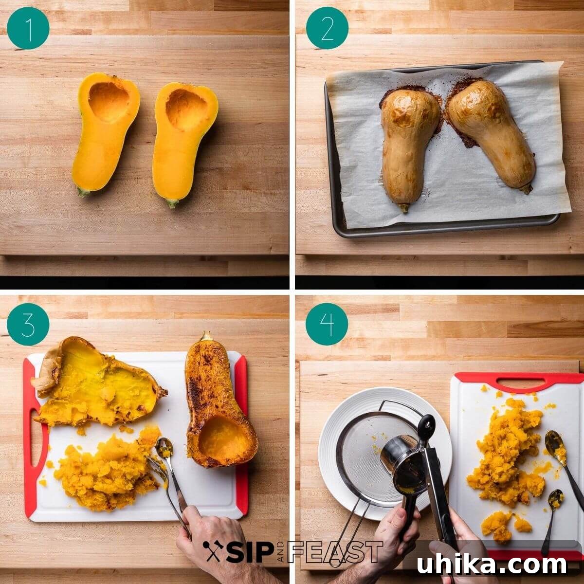 Butternut squash gnocchi recipe process shot collage group number one.