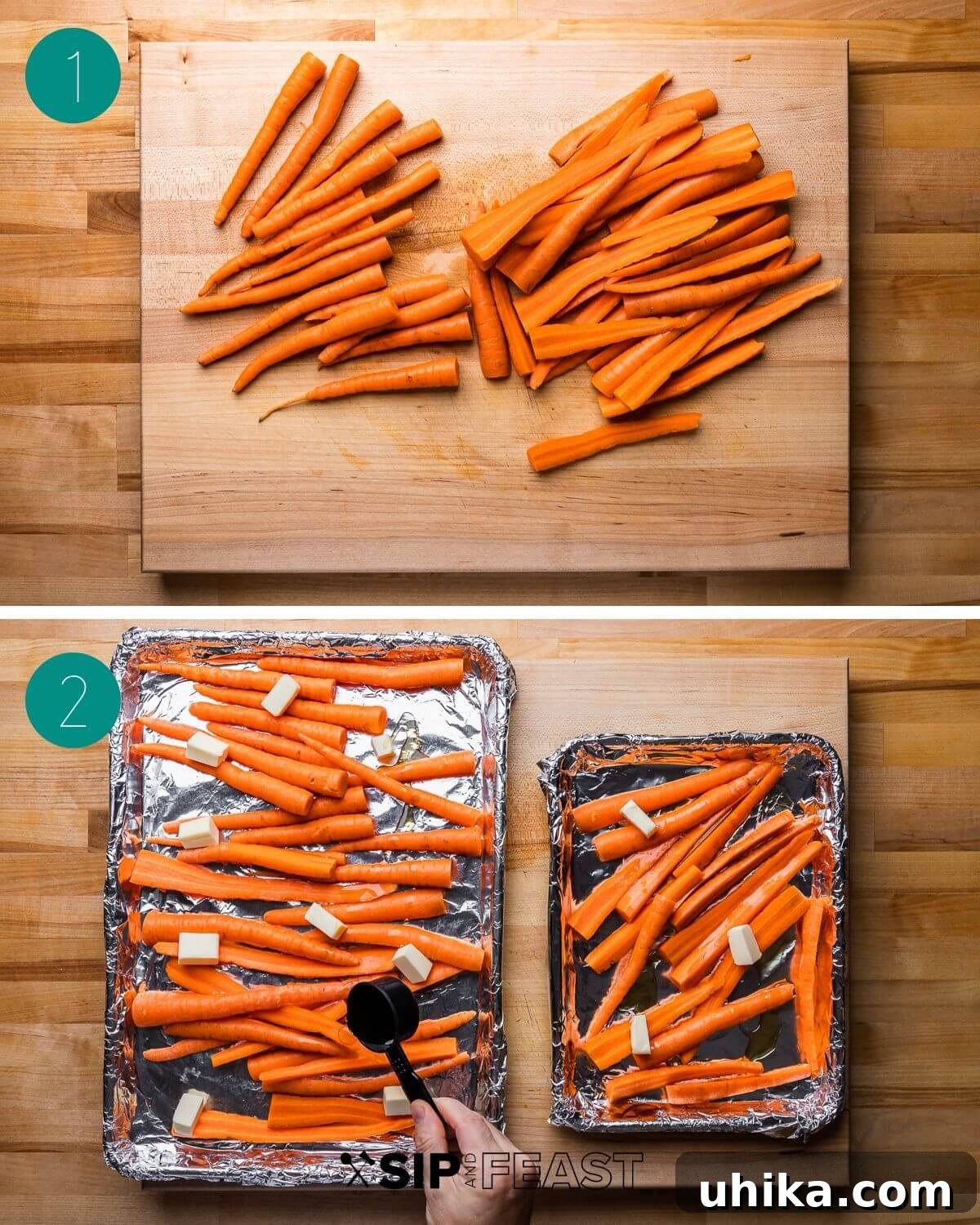 Candied Maple Carrots 4 Maple roasted carrots recipe process shot collage group number one.