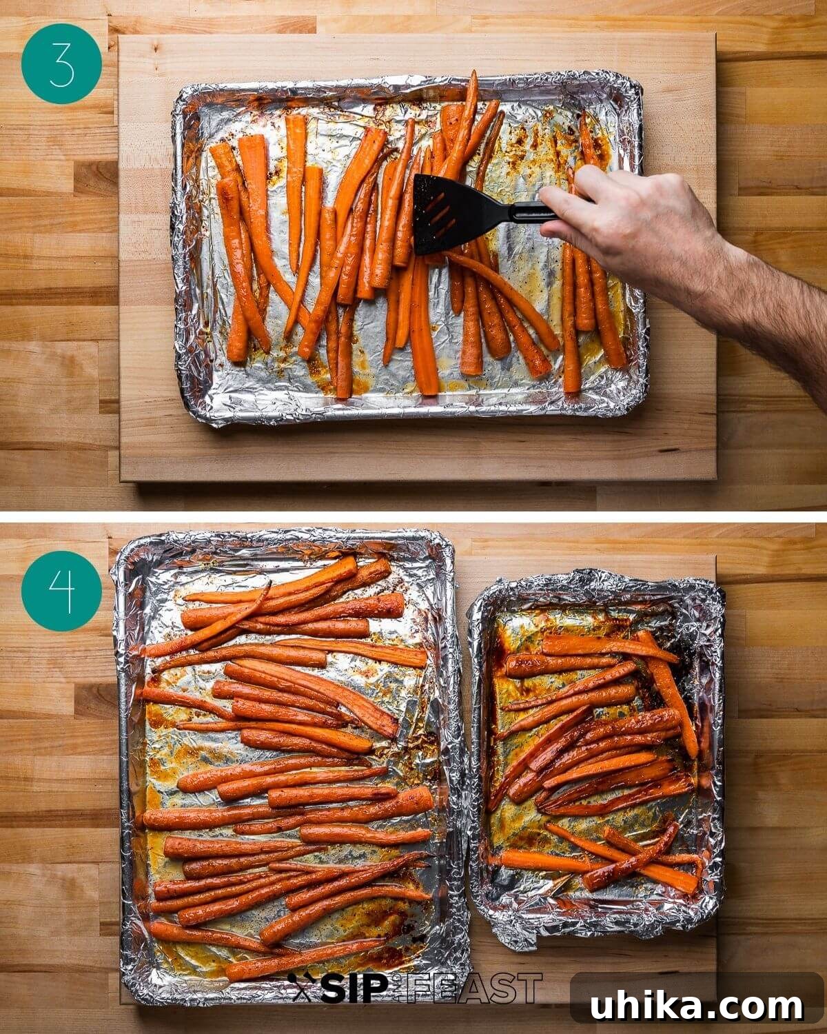 Candied Maple Carrots 5 Recipe process shot collage group number two.