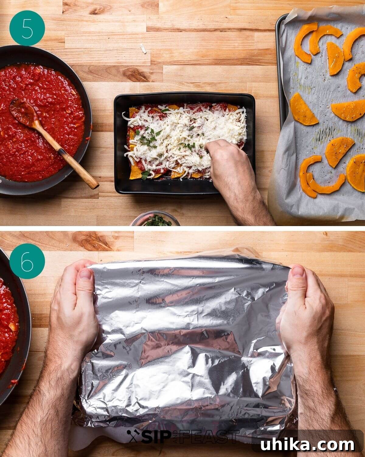 Autumn Squash Parmesan Bake 7 Recipe process shot collage group number three.