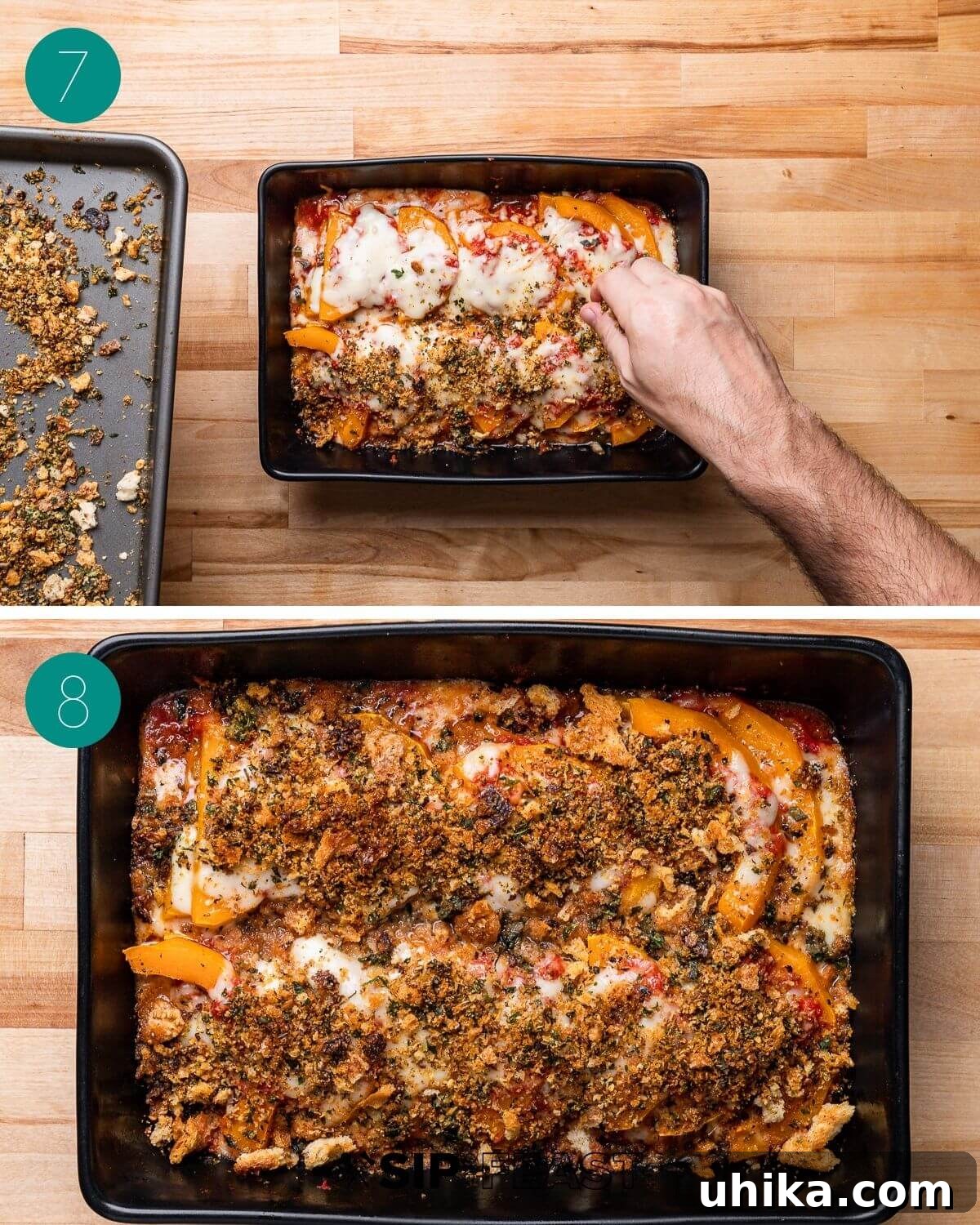 Autumn Squash Parmesan Bake 8 Recipe process shot collage group number four.