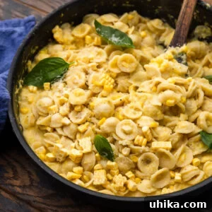 Sunshine in a Bowl: Easy Creamy Corn Pasta 8 Creamy corn pasta in large pan.