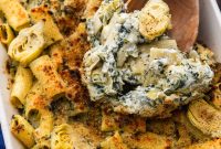 Creamy Baked Spinach and Artichoke Pasta Casserole