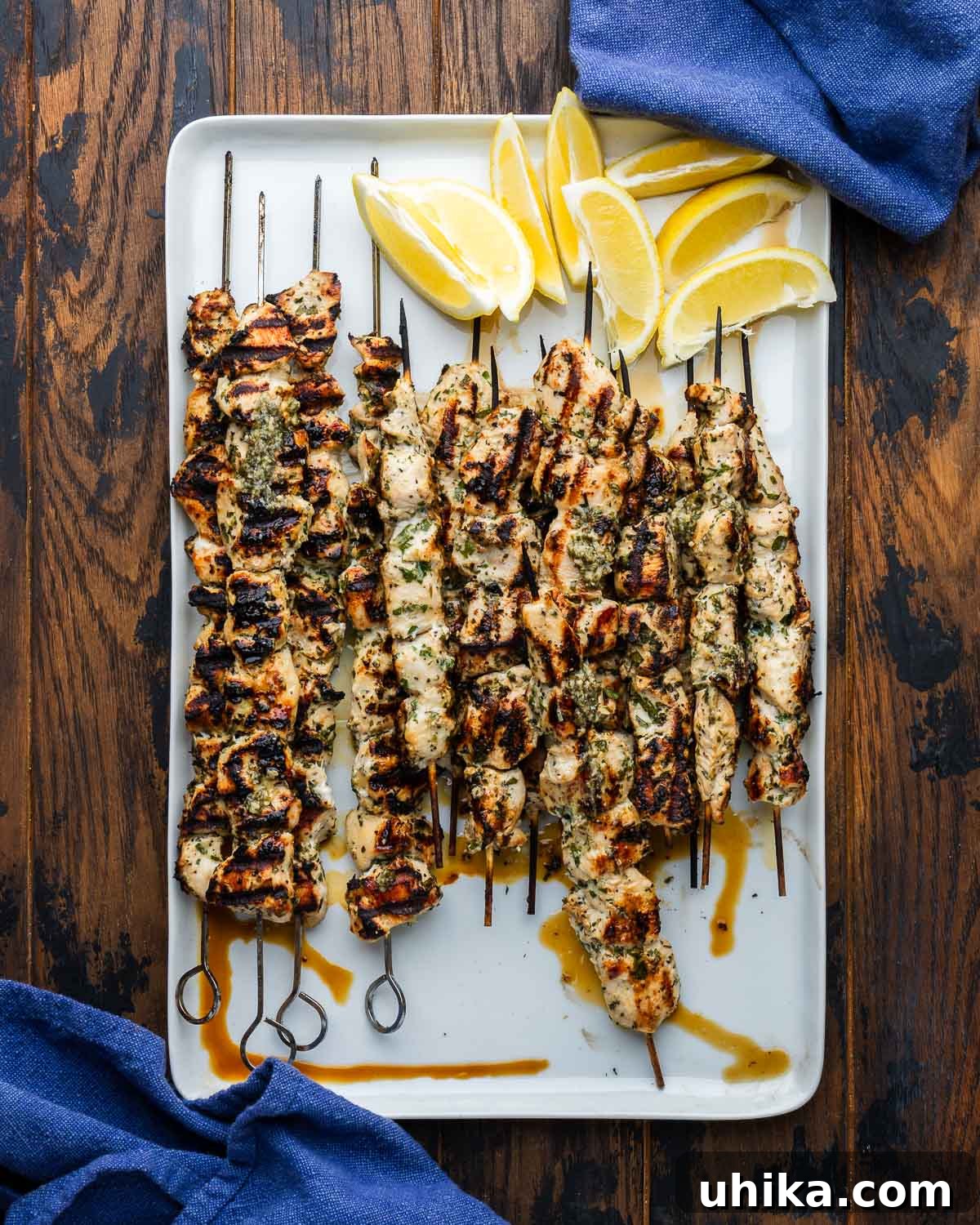 Chicken Spiedies Recipe: Tangy Italian-Marinated Grilled Sandwich 2 Large platter with grilled chicken spiedies.